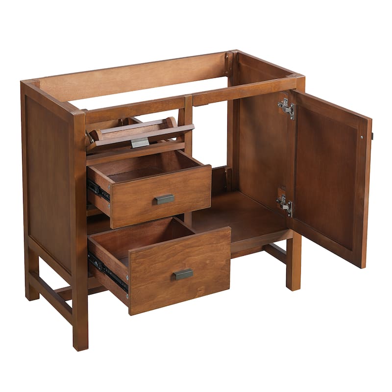 Christopher Knight Home - Modern 36" Freestanding Bathroom Vanity with Ceramic Sink, Dual Drawers, Flip-Up Storage - 36"W