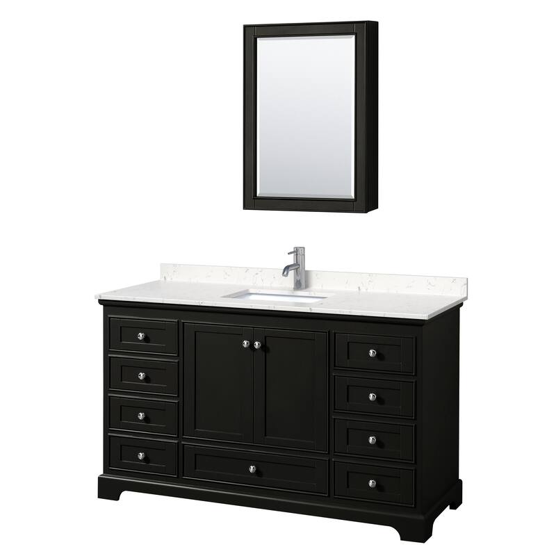 Wyndham Collection Deborah 60" Free Standing Single Basin Vanity Set - Dark Espresso / Carrara Cultured Marble Top /