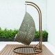 preview thumbnail 28 of 128, LeisureMod Modern 2-Person Egg Hanging Swing Chair with Beige Wicker, Oxford Fabric Cover, Patio Hammock Lounger and Cushions