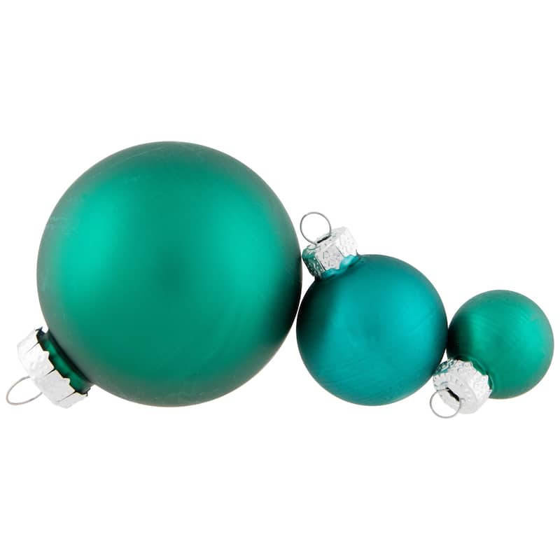 Shiny and Matte Multiple Size Glass Ball Christmas Ornaments - 2.5" - Green - 40ct