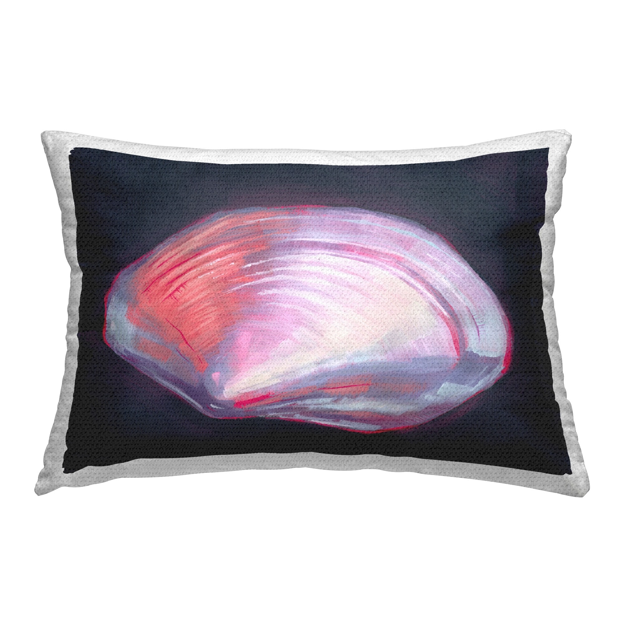 Stupell Pink Clam on Black Printed Outdoor Throw Pillow Design by Grace Popp