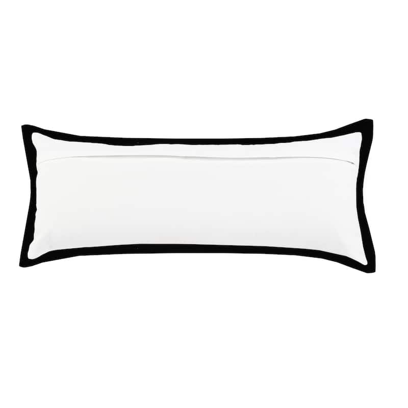 HomeRoots 14" X 36" White And Black 100% Cotton Geometric Zippered Pillow