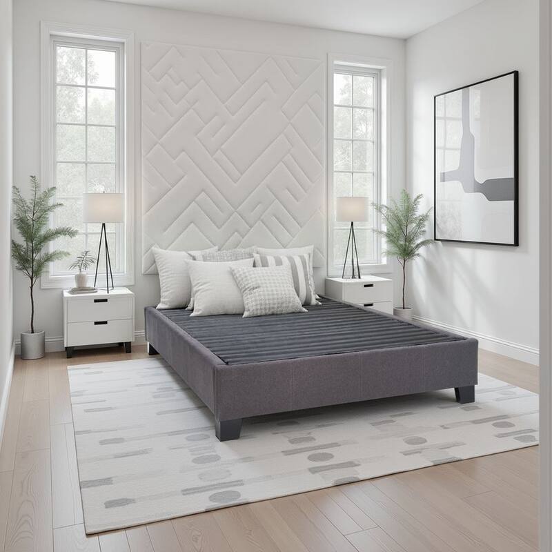 Bridgevine Home Modern Contempo Upholstered Bed Platform Base