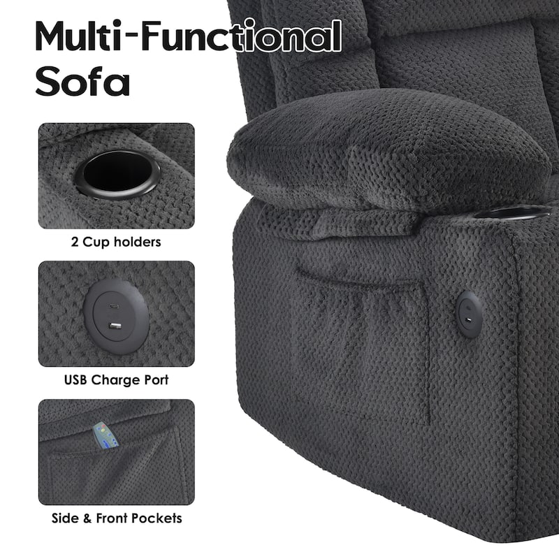 Power Lift Recliner Chair, Lounge Chaise Chair with Heat Functions, Massage Chair with USB Ports & Cup Holders
