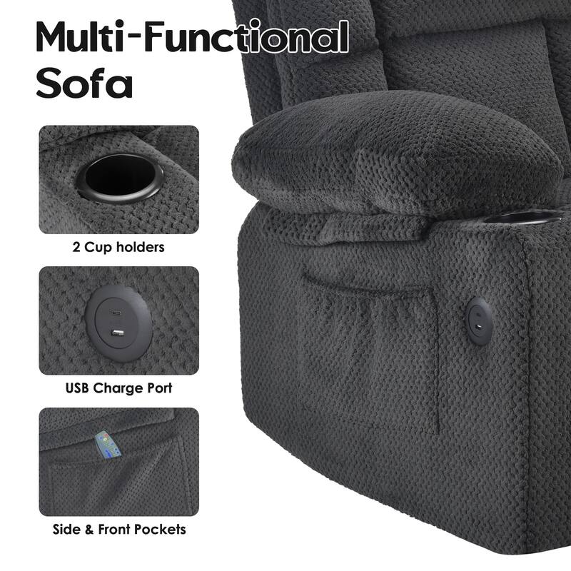 Power Lift Recliner Chair with Massage and Heat for Elderly People, USB Ports and Cup Holders