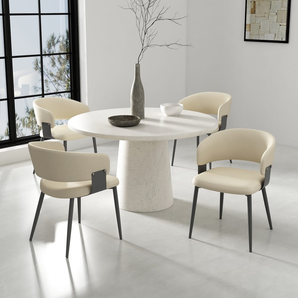 Manhattan Comfort Luce Stone Grey Textured Leatherette Dining Chair