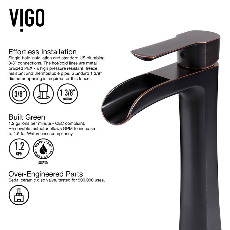VIGO Niko 11" H Single Handle Single Hole Bathroom Vessel Faucet