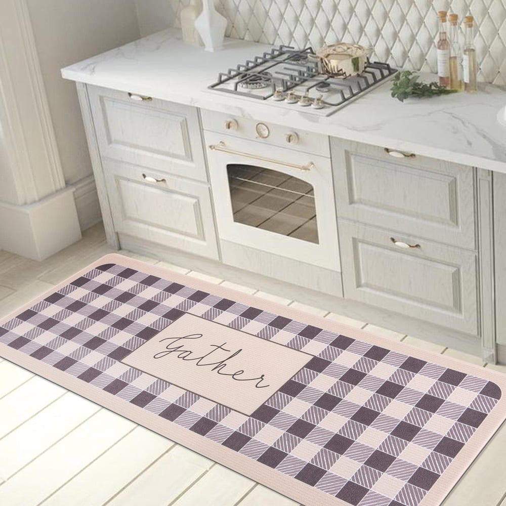 World Rug Gallery Gather Plaid Anti-Fatigue Standing Mat - 18"x47"