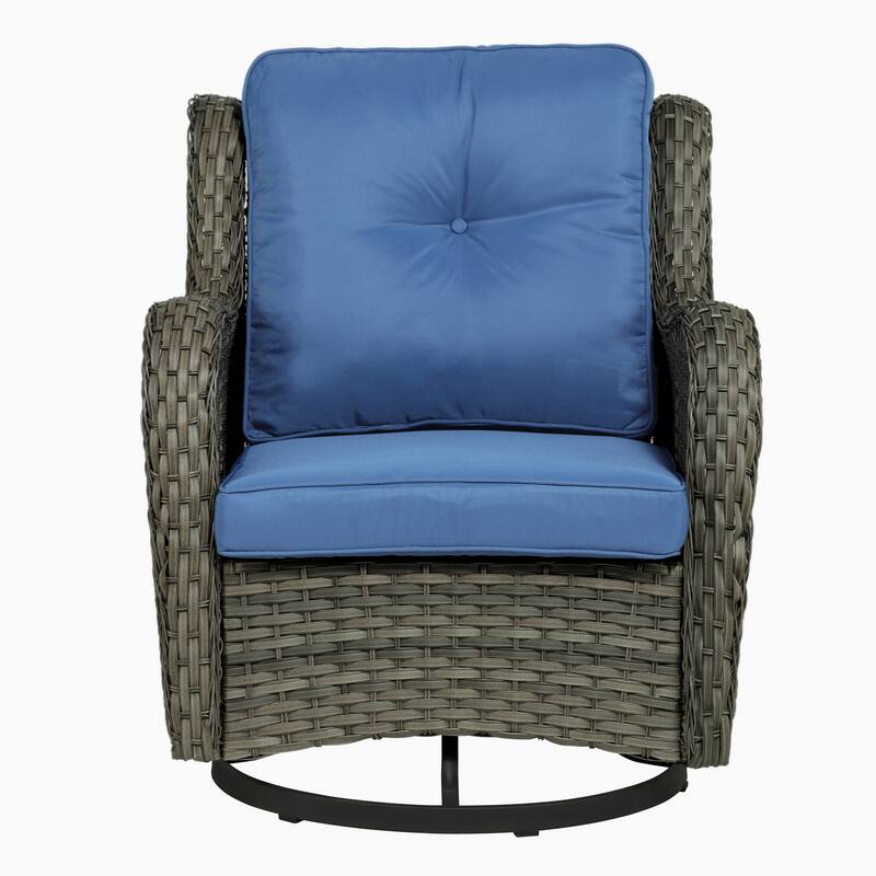 Outdoor Rattan Wicker Swivel Lounge Chair Cushioned Patio Rocker