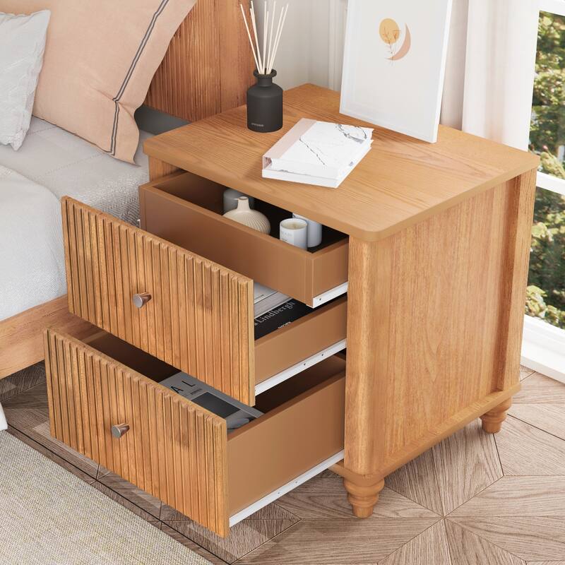Charming Mid Century Modern Nightstand with Multiple Drawers and Versatile Use