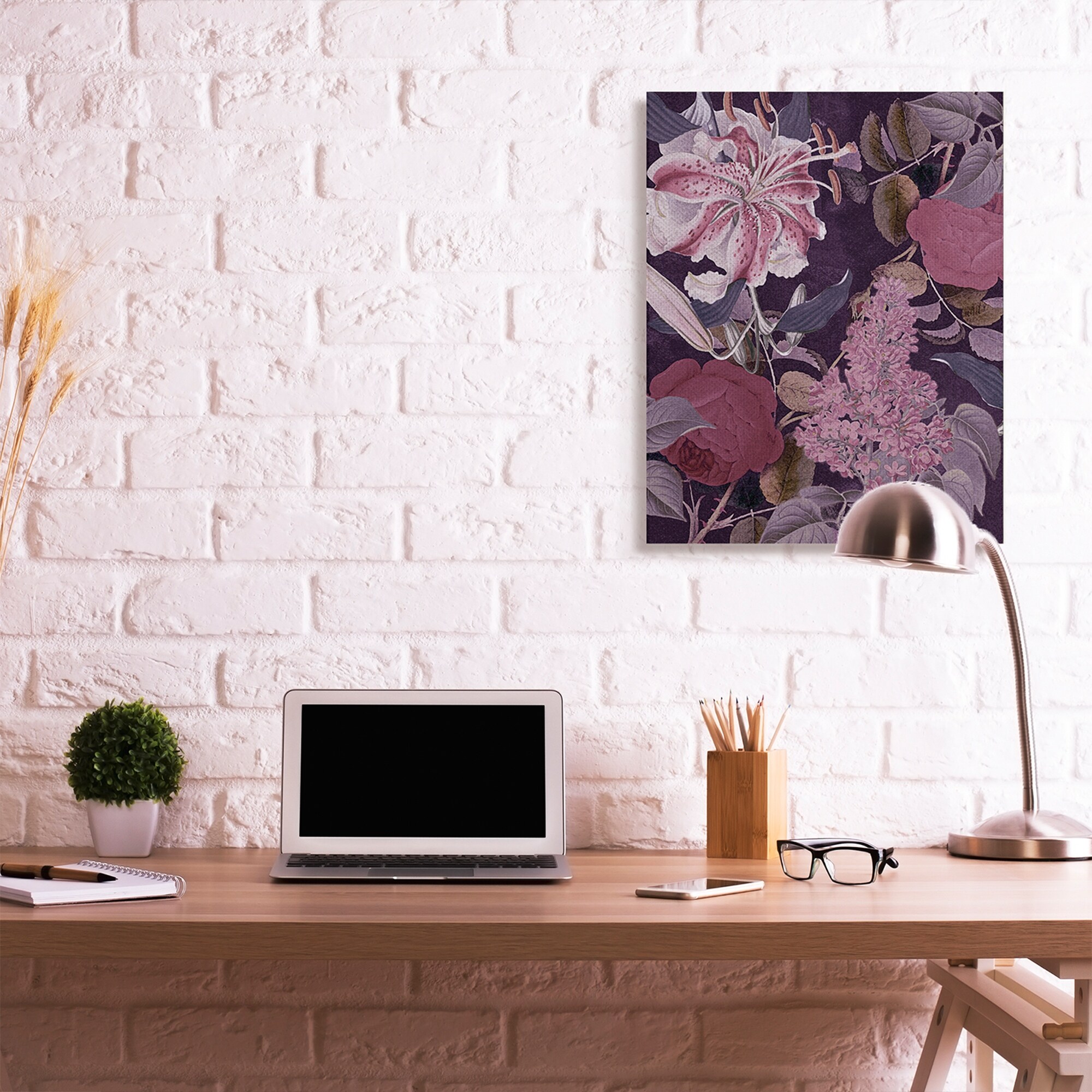 Stupell Vintage Purple Bohemian Floral Illustration Canvas-image