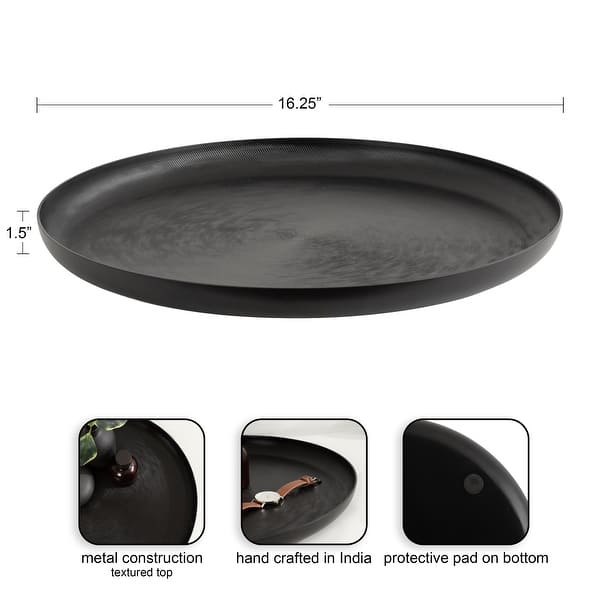 dimension image slide 0 of 2, Kate and Laurel Stovring Round Metal Tray - 16" Diameter