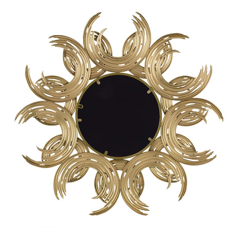 Metal Decorative Mirror with Gold Finish, Wall Decor Sun Mirror