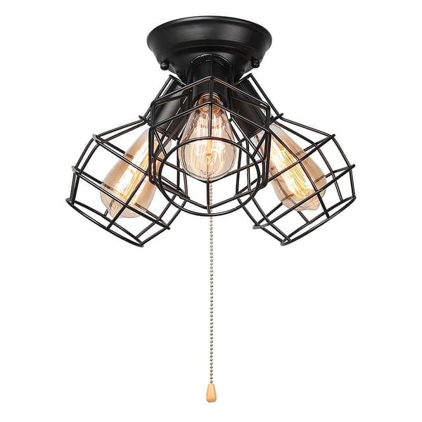 3 Light Vintage Wire Cage Pull String 3 Light Vintage Wire Cage Pull String