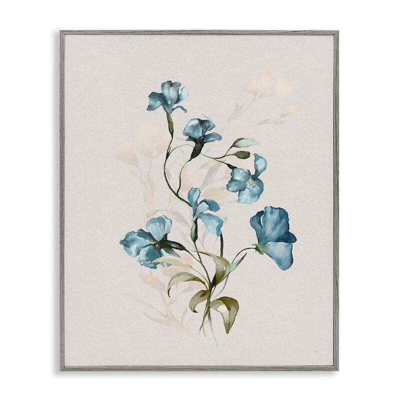 Stupell Blue Flower Herbs Framed Giclee Art Design By Susan Jill - 16 x 20 - Grey