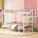preview thumbnail 1 of 9, White Full over Full Size Metal Bunk Bed with Storage Ladder & Wardrobe Full over Full - White