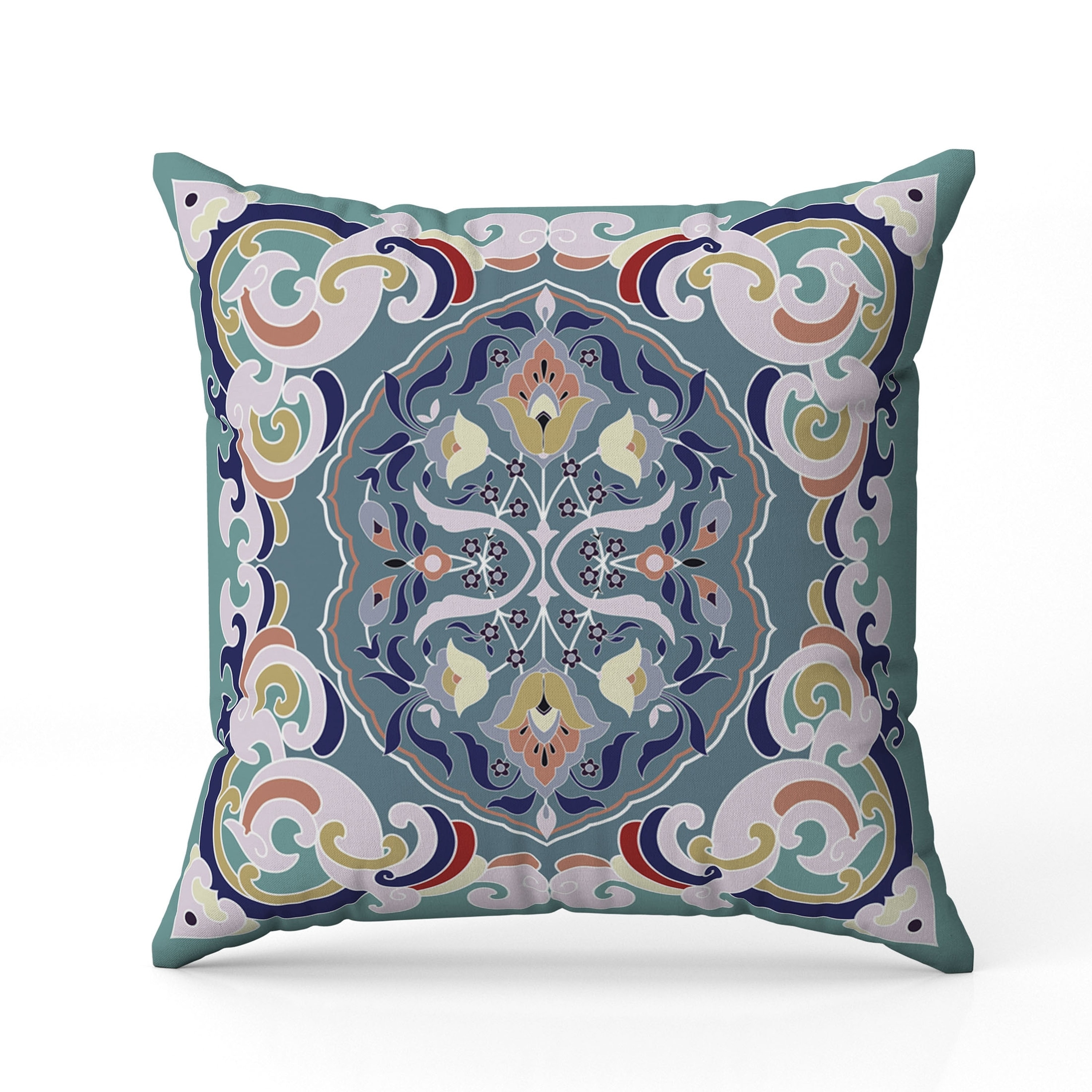 Soft Square Escape Faux Suede Reversible Throw Pillow Blue and Pink