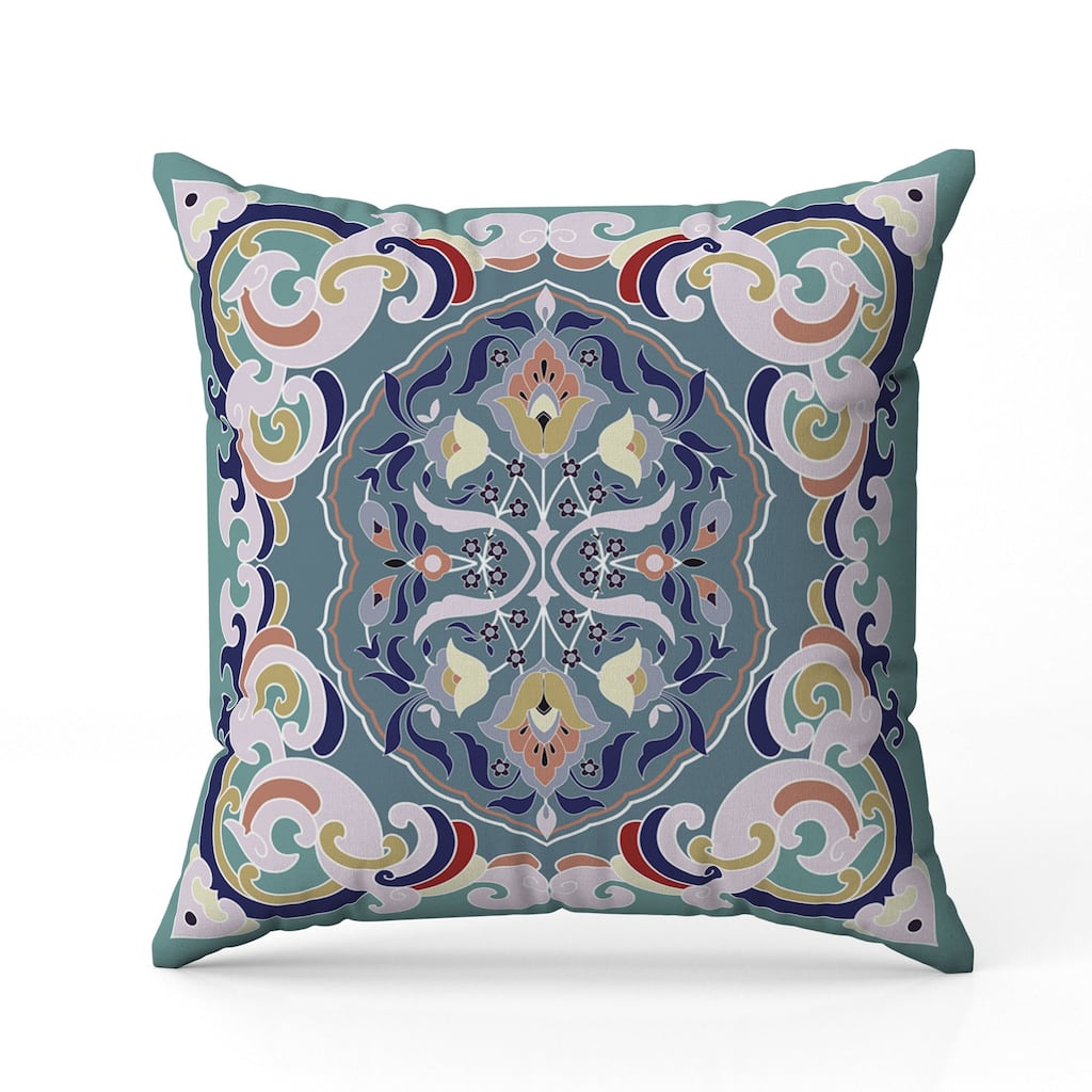 Soft Square Escape Indoor/Outdoor Reversible Throw Pillow Blue and Pink