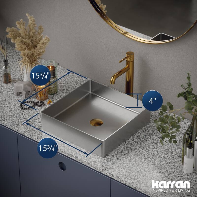 Karran Cinox Stainless Steel Square Vessel Sink