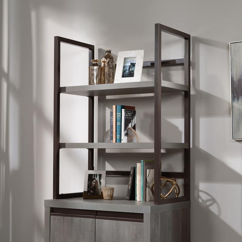 Wood Library Hutch with Modern Design, Brown - 31.50" W x 16.54" D x 42.28" H