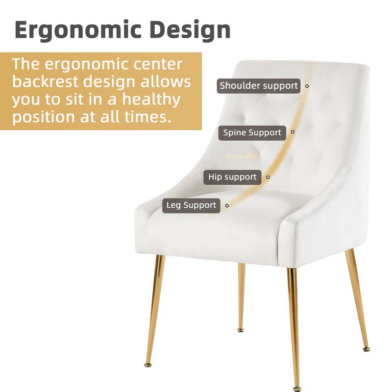 XINMICS Mid-Century Modern Velvet Dining Chair, Upholstered Parsons Chair, Set of 2