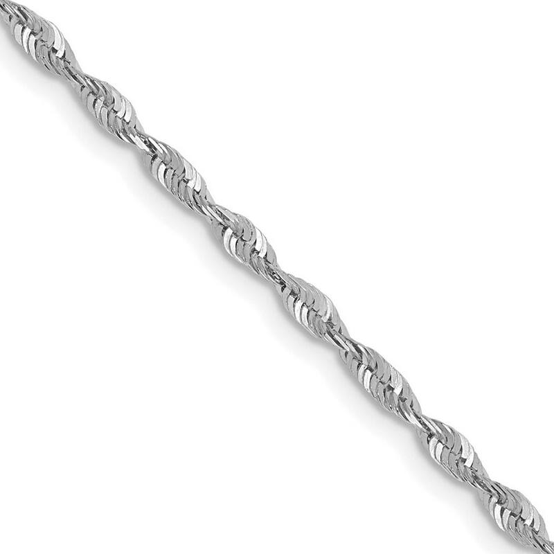 Curata 10k White Gold 1.8mm Diamond Cut Lightweight Rope Chain Necklace For Men