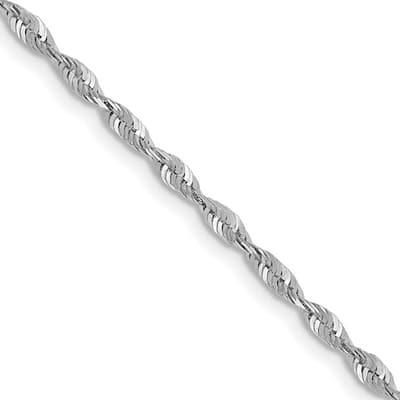 Curata 10k White Gold 1.8mm Diamond Cut Lightweight Rope Chain Necklace For Men