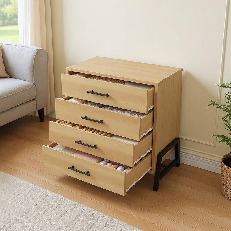 38.6" Tall Dresser, with Storage Freestanding, 4 Dresser