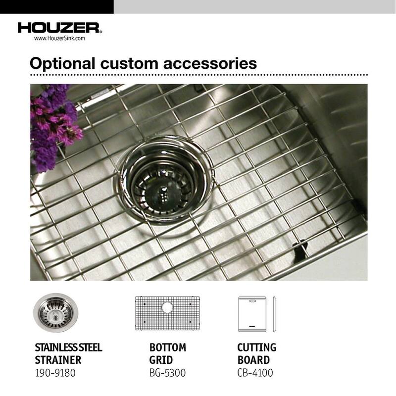 Houzer Epicure 30" Single Basin 18 Gauge Kitchen Sink for Farmhouse