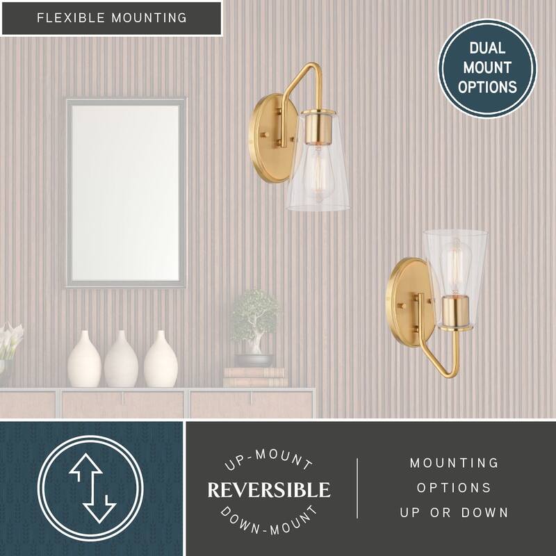 Beverly Bathroom Vanity Light Fixture Clear Glass Shade, LED Compatible