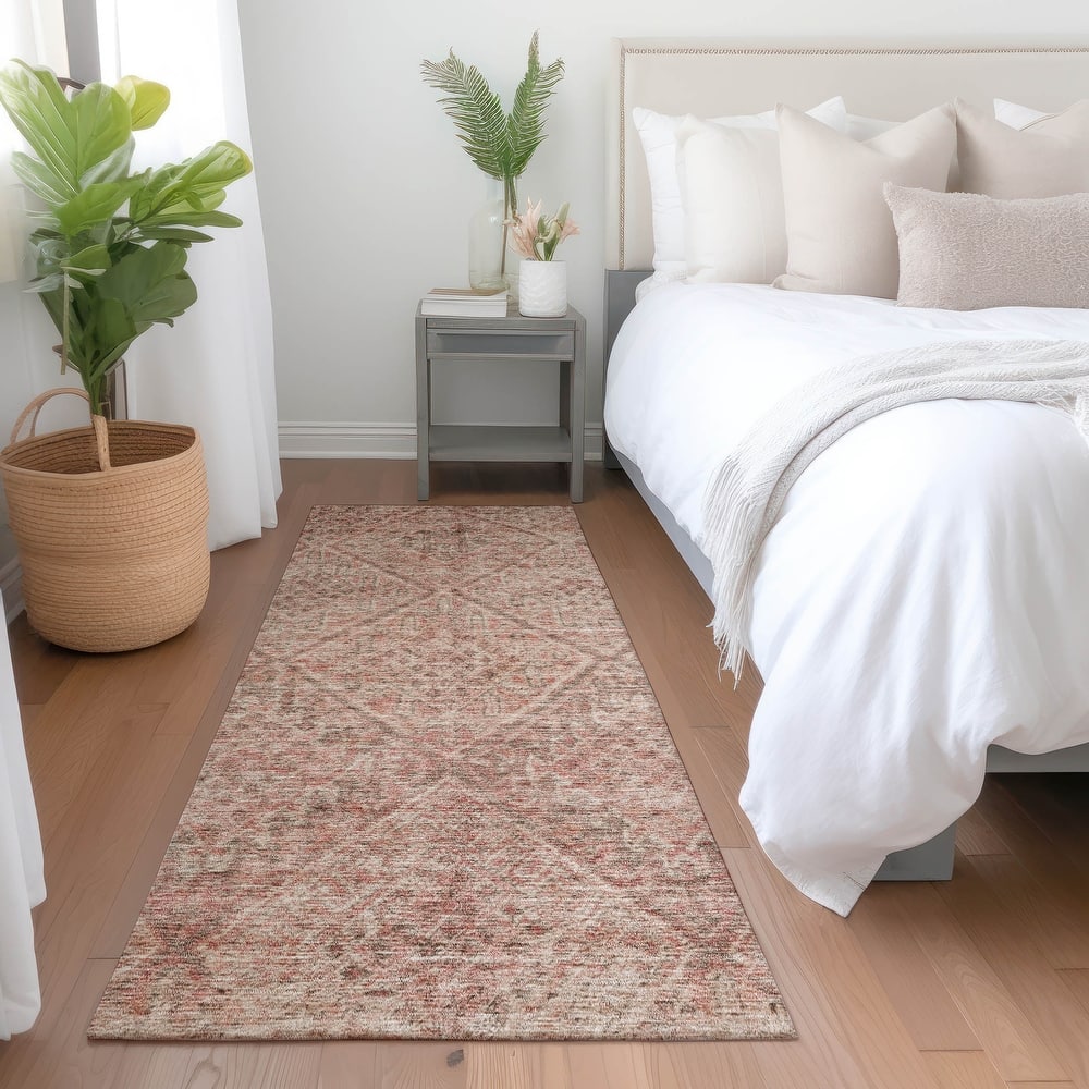 Machine Washable Indoor/ Outdoor Moroccan Boho Chantille Rug