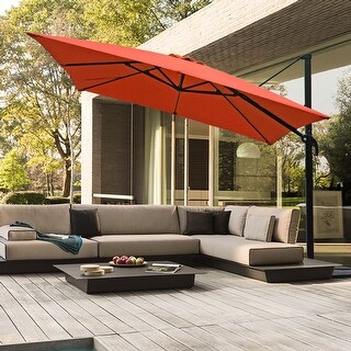 Shop Offset Rectangular Cantilever Aluminum Patio Umbrella 10 Feet Orange Overstock 32398400