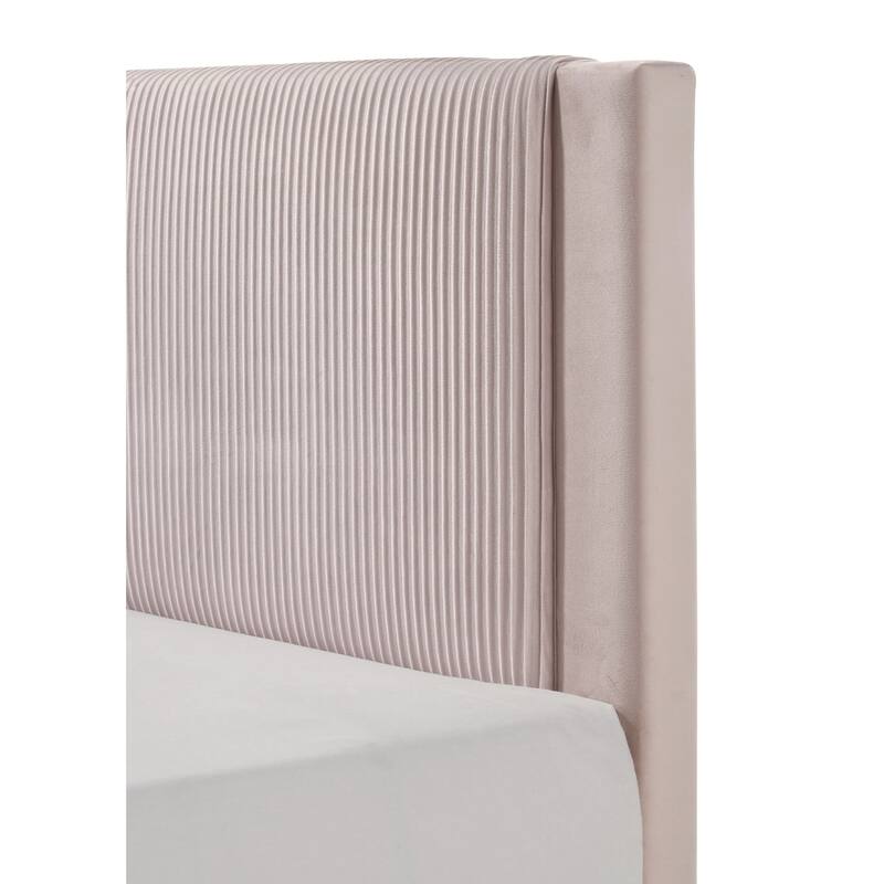 Cery Full Size Platform Bed, Pink Upholstery, Textured Headboard