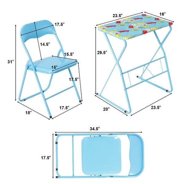 Shop Costway Kids Folding Table Chair Set Study Writing Desk