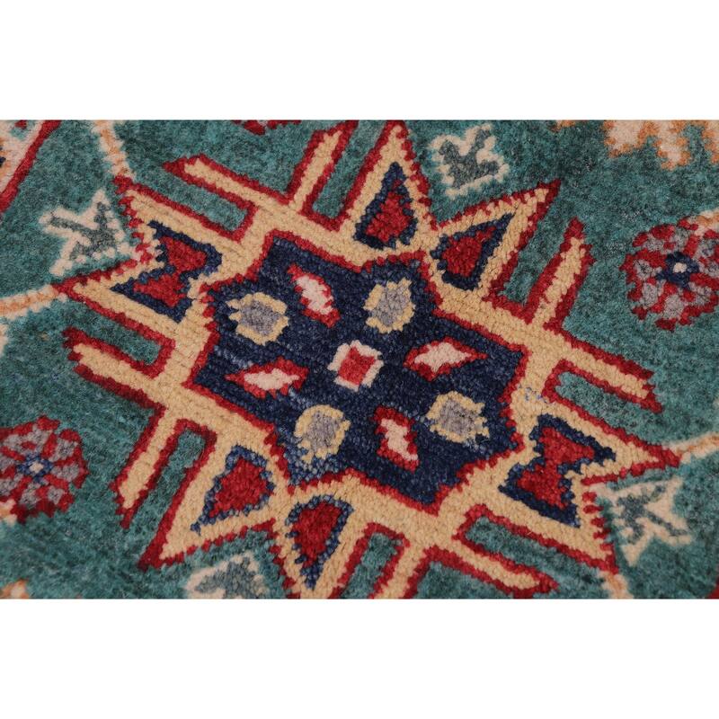 Tribal Kazak Shea Green/Gray Wool Rug - 2'0'' x 3'0''
