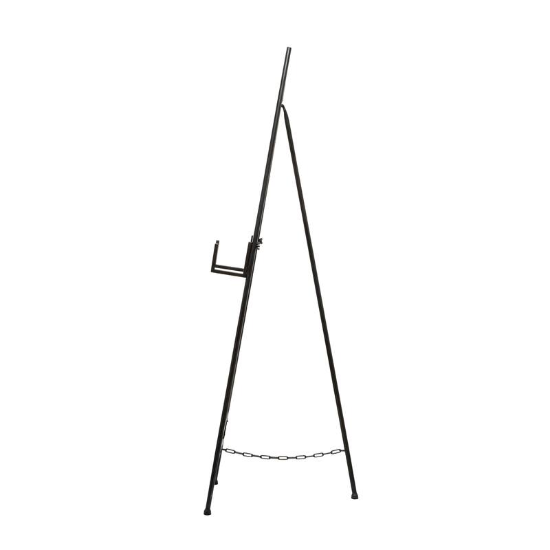 Black Metal Extra Large Free Standing Adjustable Display Stand Easel with Chain Support and Wood Accents