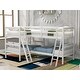 preview thumbnail 1 of 13, Twin Size L-Shaped Bunk Bed with Ladder, Slatted Wood Design for 4, Full-Length Guardrail for Kids Teens White