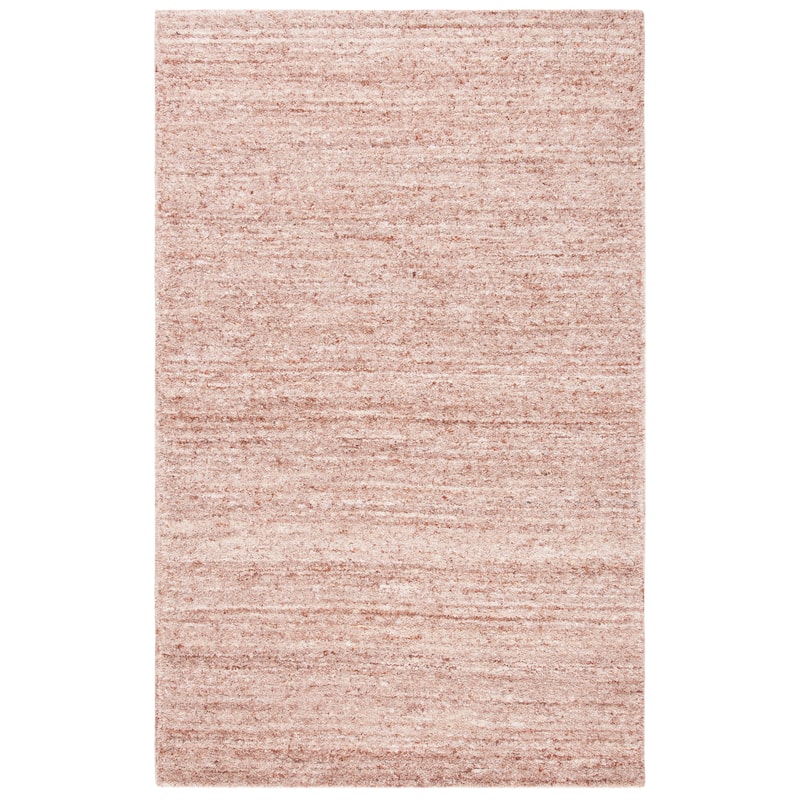 SAFAVIEH Handmade Himalaya Deco Frame & Contemporary Solid Ivory Wool - 5' x 8' - Pink - Runner/Rectangle