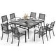preview thumbnail 20 of 54, MAISON ARTS 9-Piece Patio Dining Set, 60 Inch Square Metal Table and 8 Metal Dining Chairs