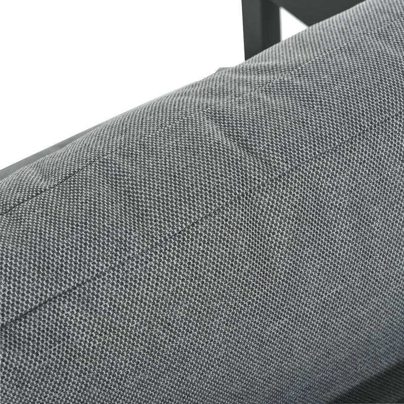 Gray Outdoor Seating Set with Thick Cushions Iron Frame Plastic Wood Table for Patios Lawns Poolside