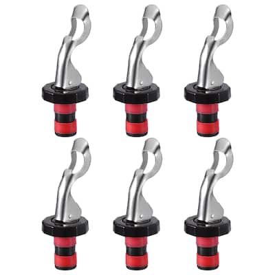 Wine Stoppers, 6Pcs 0.63" Silicone Bottle Stopper for Beer, Red Black - Red Black
