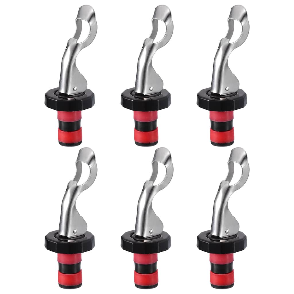 Wine Stoppers, 6Pcs 0.63" Silicone Bottle Stopper for Beer, Red Black - Red Black