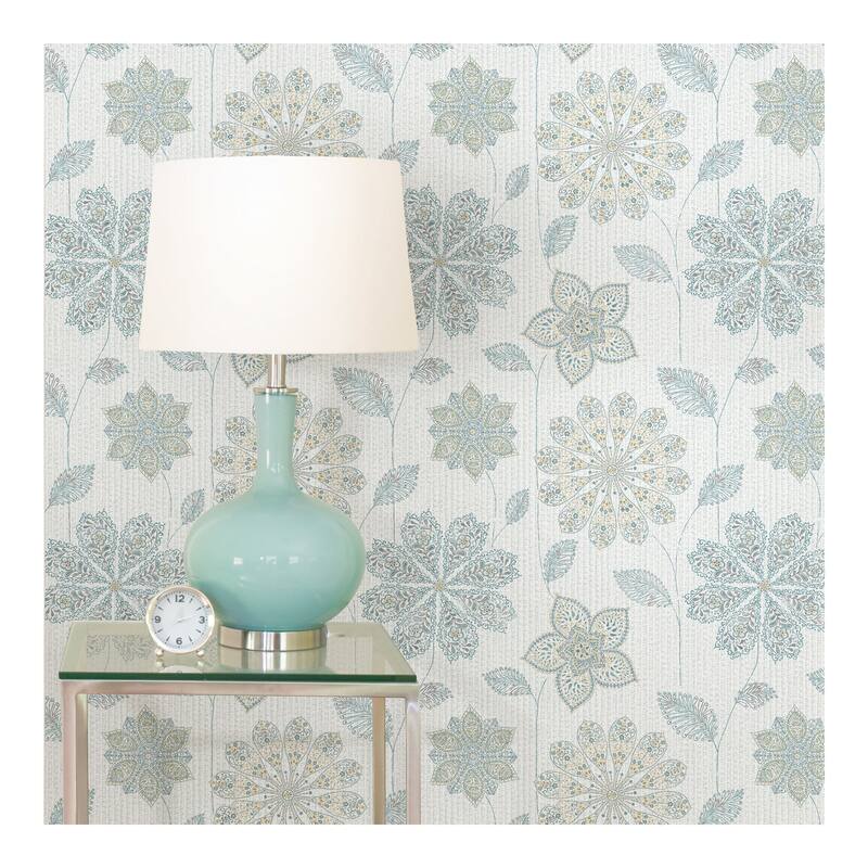 NuWallpaper Gypsy Floral Blue/Green Peel & Stick Wallpaper - 216in x 20.5in x 0.025in