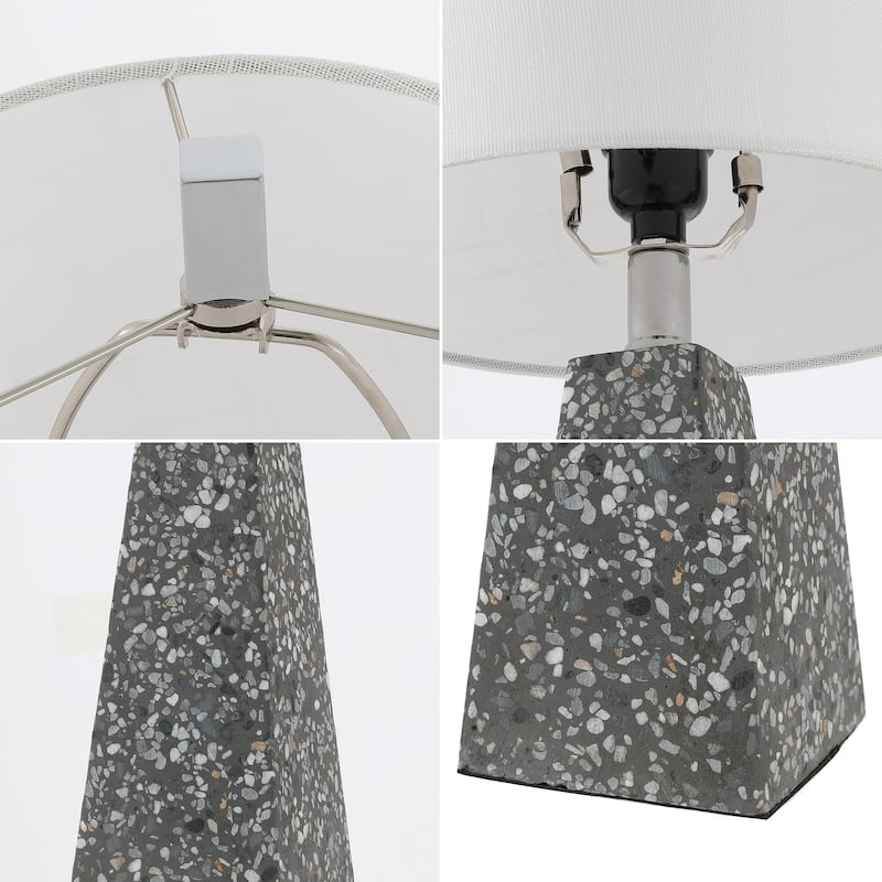 Stewart 20.5" Contemporary Resin LED Table Lamp, White Marble Finish (Set of 2), by JONATHAN Y