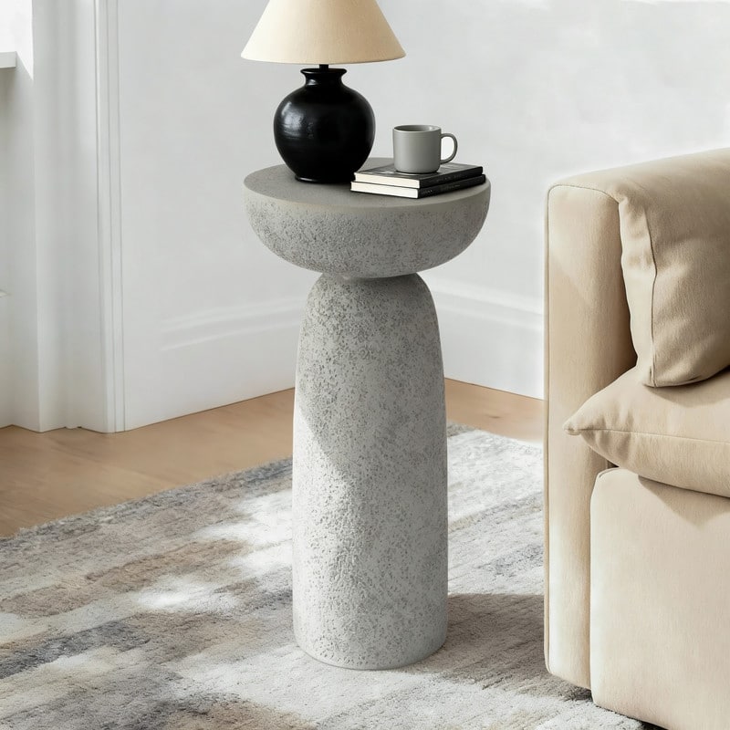 Travertine Stone Finish End Table Accent Side Table