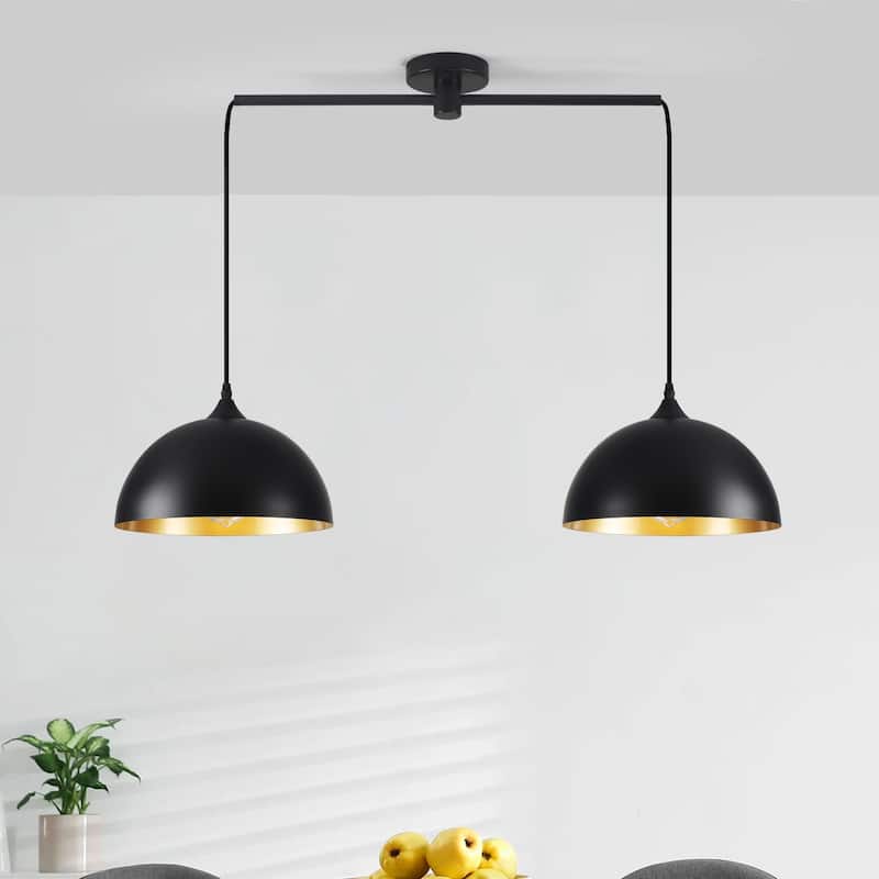 34.64inch 2 Lights Modern Simple Design Pendant with Metal Shade for Living Room Kitchen Island