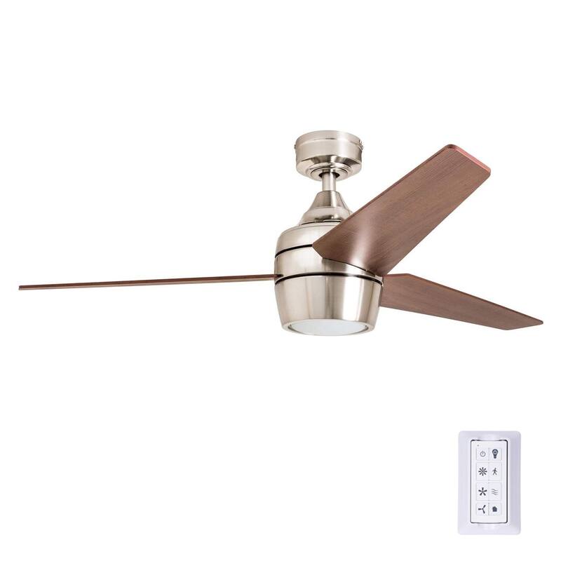 Honeywell Eamon LED Ceiling Fan with Remote, Modern, 3 Blade, Brushed Nickel - 52-inch
