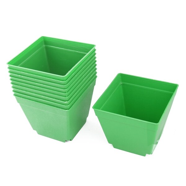 Coffee Shop Plastic Square Flower Plant Pot Saucer Holder Green 4 x 4 Inch 10pcs