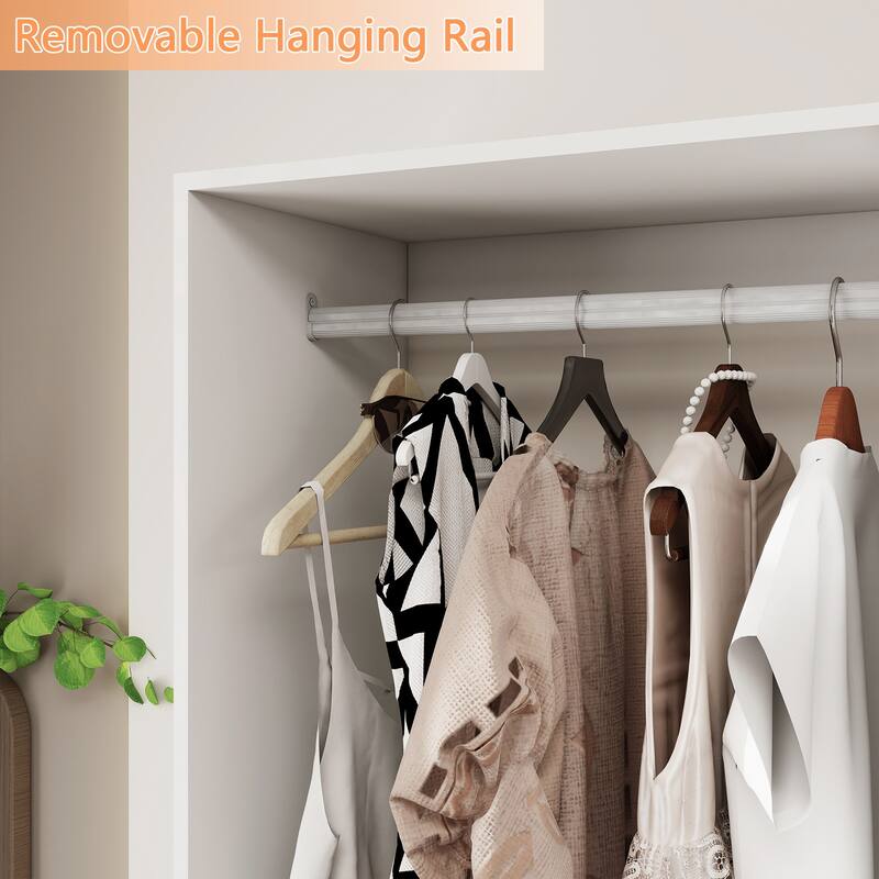 Modular Closet System Organizer with Hanging Rod and Adjustable Shelves, Wall-Mounted Walk in Closet Organizer with Drawers