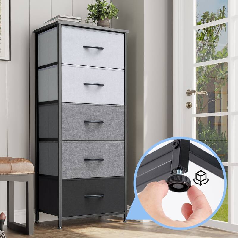 Home Bedroom Furniture 5-drawer Chest Vertical Storage Tower - Fabric Dresser